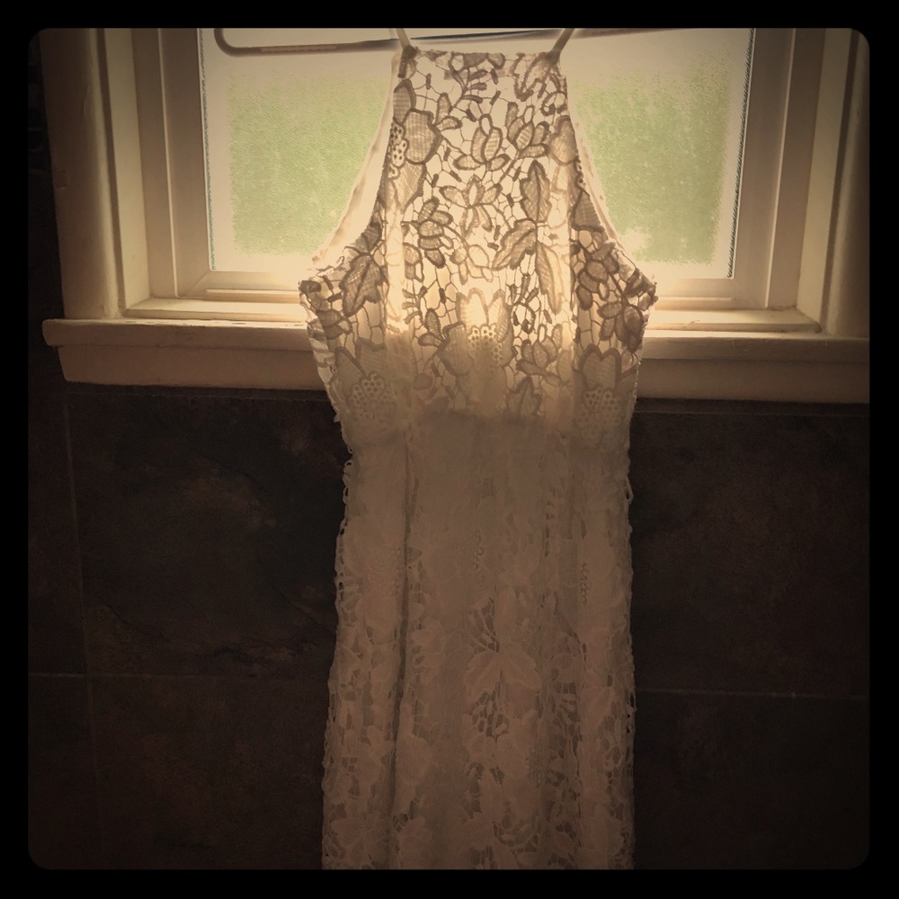 White lace halter dress